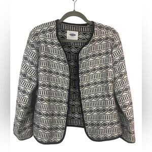 Old Navy Jacket Cardigan Short Boxy No Buttons Unlined Geometric Lightweight